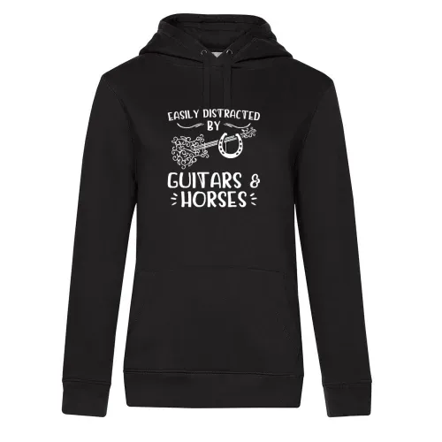 Reiter Pferd Gitaren Ablenkung Pferdekoppel Reiten Hoodie Frauen Queen Hooded