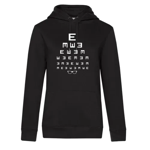 Sehtest mit Brille schwarz weiß Frauen Hoodie