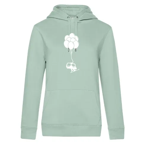 Sessellift mit Skifahrer an Luftballons Frauen Hoodie
