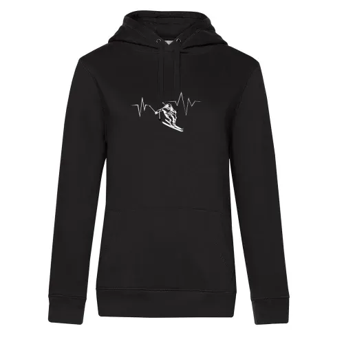 Skifahrer Berge Puls Skipiste Apres Ski Skiurlaub Hoodie Frauen Queen Hooded