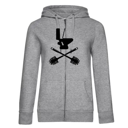 Toilette mit Klobürste Hoodie Frauen Queen Zipped