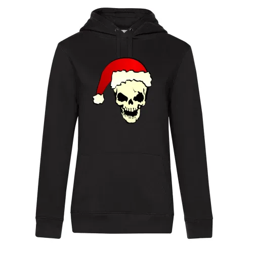 Totenkopf mit Weihnachtsmütze Hoodie