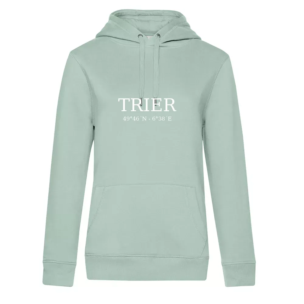  Frauen Hoodie mit Aufdruck 'Trier Koordinaten'