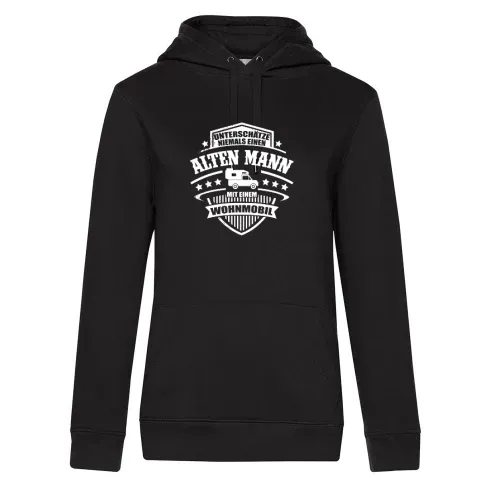 Unterschätze Niemals Alten Mann mit Wohnkabine Frauen Hoodie