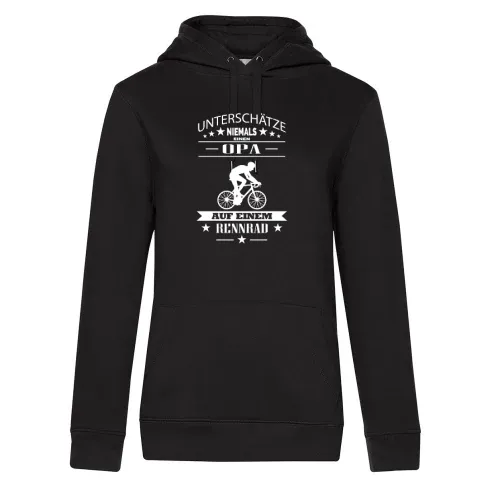 Unterschätze niemals Opa auf einem Rennrad Bike Hoodie
