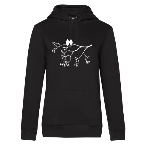 Vogelpaar auf dünnem Ast Hoodie Frauen Queen Hooded