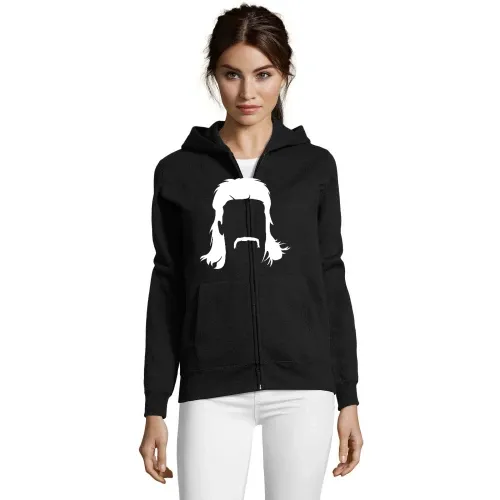 Vokuhila Frisur mit Schnautzbart Frauen Hoodie