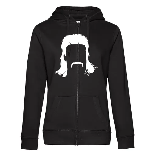 Vokuhila Frisur mit Schnautzbart Frauen Hoodie