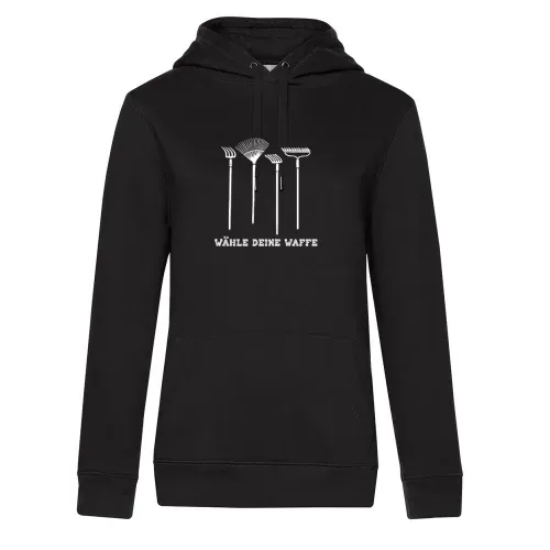 Wähle deine Waffe Gartengeräte Rechen Gärtner Hoodie Frauen Queen Hooded
