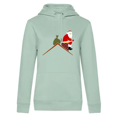 Weihnachtsmann kackt in Schornstein in Farbe Hoodie Frauen Queen Hooded