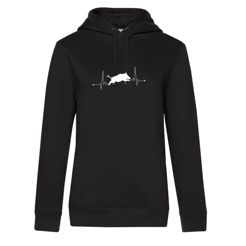 Wildschwein Jagen Jäger Herzschlag Schwarzwild Hoodie Frauen Queen Hooded