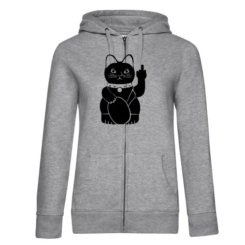 Winkekatze mit Mittelfinger Frauen Hoodie