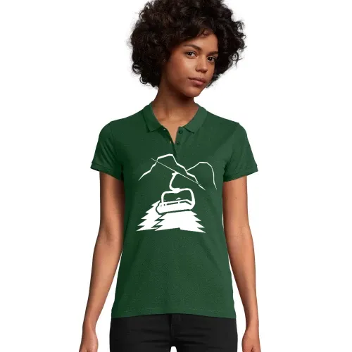 Berglandschaft mit Lift und Gipfel Frauen Polo