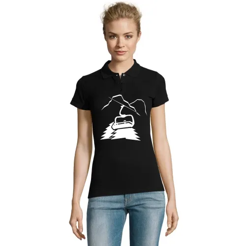 Berglandschaft mit Lift und Gipfel Frauen Polo
