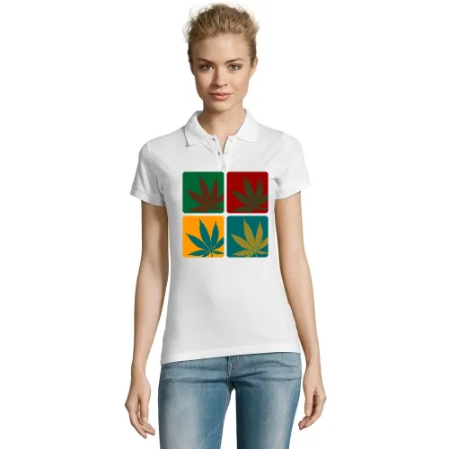 Cannabisblatt Warhol Frauen Polo Cannabisblatt Warhol Polo