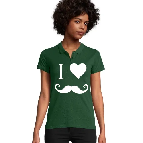 i love Moustache Frauen Polo