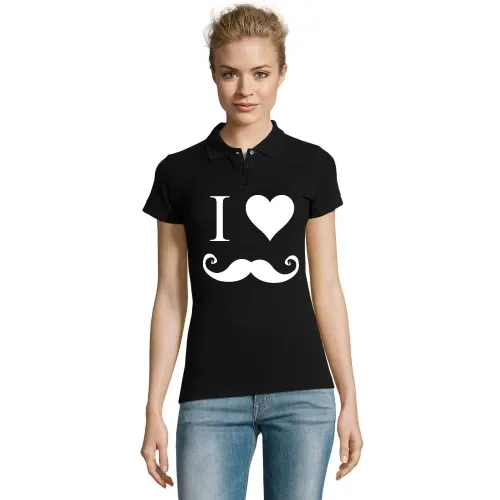 i love Moustache Frauen Polo