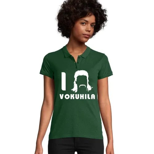 I Love Vokuhila Frisur mit Schnautzbart Frauen Polo