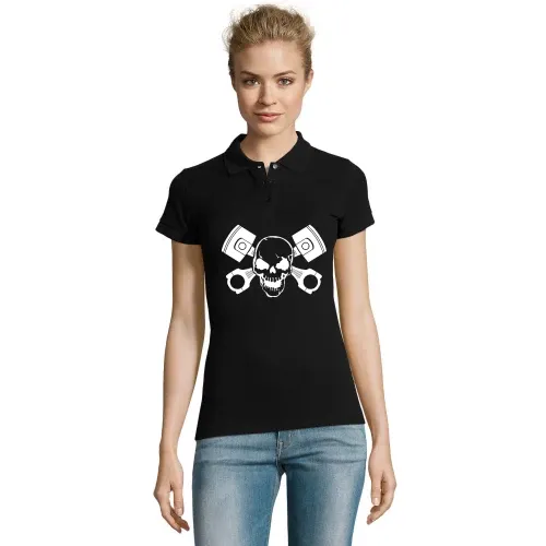 Totenschädel mit Motorkolben Frauen Polo