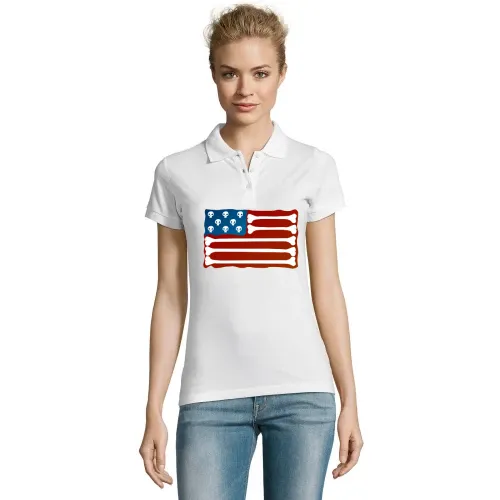 USA Fahne aus Knochen Skull Polo