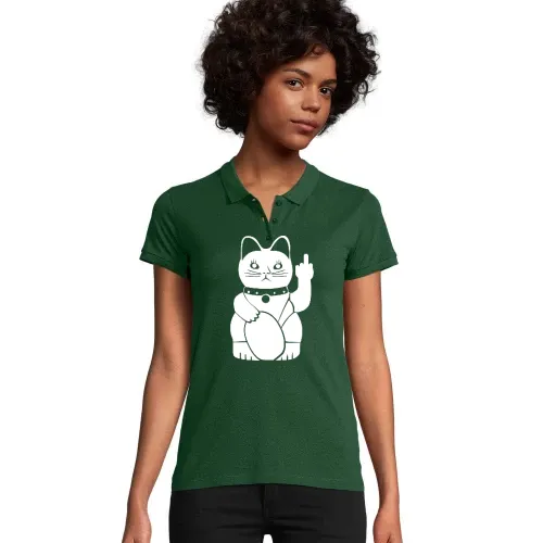 Winkekatze mit Mittelfinger Frauen Polo