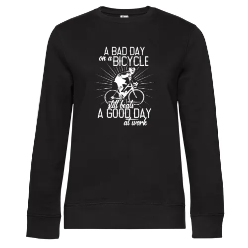 A Bad Day On A Bicycle Beats A Good Day At Work Sweat Frauen Queen Crew Neck