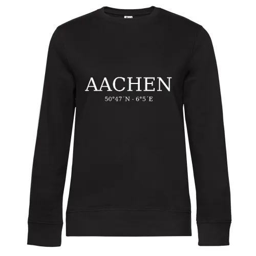 Aachen Koordinaten Sweat Frauen Queen Crew Neck