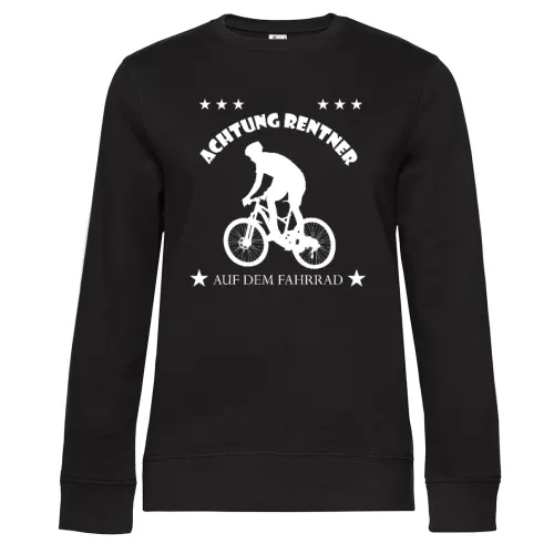 Achtung Rentner auf dem Fahrrad Sweat Frauen Queen Crew Neck