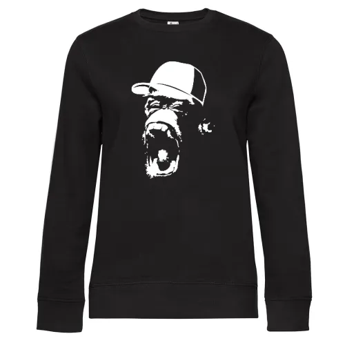 Affe mit Basecap Sweat Frauen Queen Crew Neck