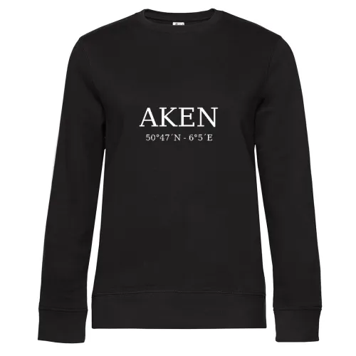 Aken Koordinaten Sweat Frauen Queen Crew Neck