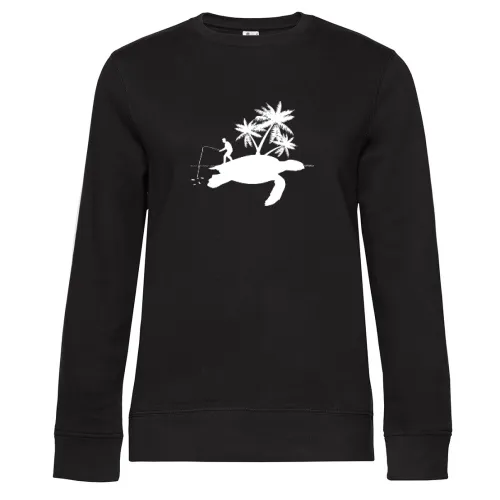 Angler Angeln Schildkröte Insel Fishing Geschenk Sweat Frauen Queen Crew Neck
