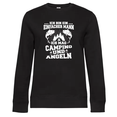 Angler Camper Angeln Camping Einfacher Mann Spruch Sweat Frauen Queen Crew Neck