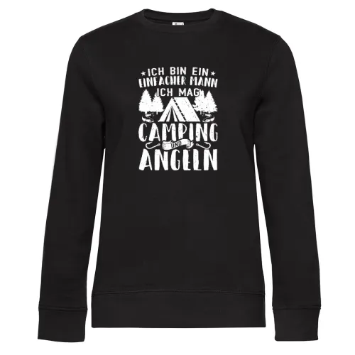 Angler Camping Einfacher Mann Spruch Camper Angeln Sweat Frauen Queen Crew Neck