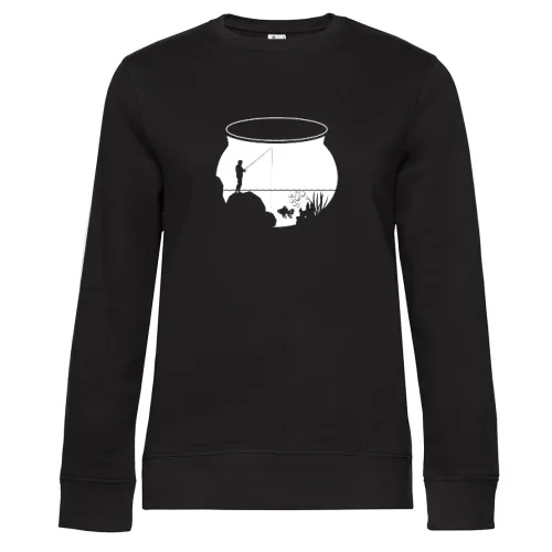 Angler im Goldfisch Glas Angeln Fischer Geschenk Sweat Frauen Queen Crew Neck
