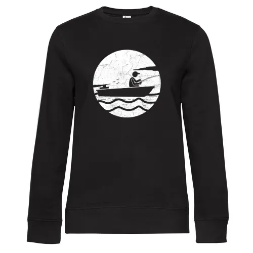 Angler Vintage Angeln Sweat Frauen Queen Crew Neck