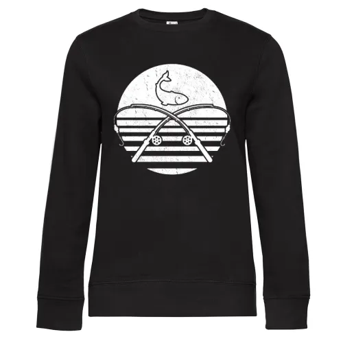 Angler Vintage Angeln Sweat Frauen Queen Crew Neck