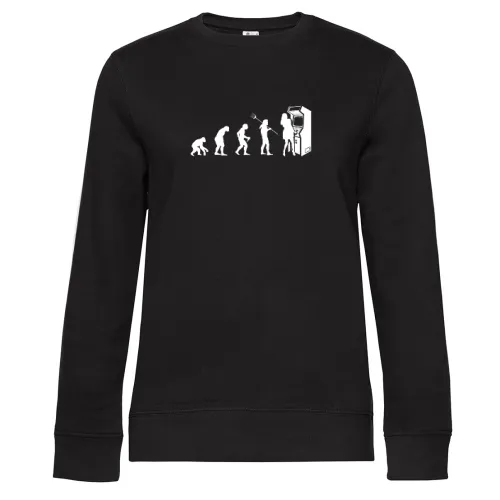 Arcade Automat Evolution Spielautomat Retro Gamer Sweat Frauen Queen Crew Neck