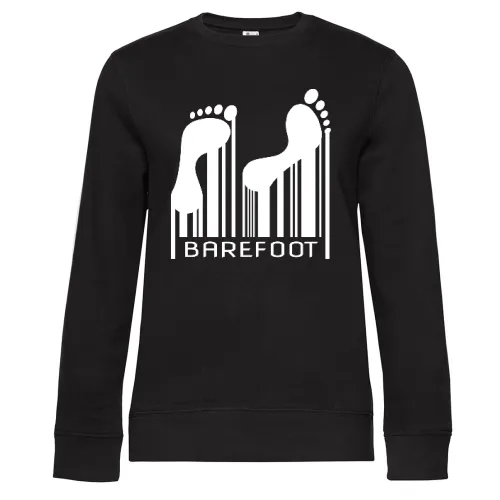 Barefoot Barcode Barfuss Strichcode Code Sweat Frauen Queen Crew Neck