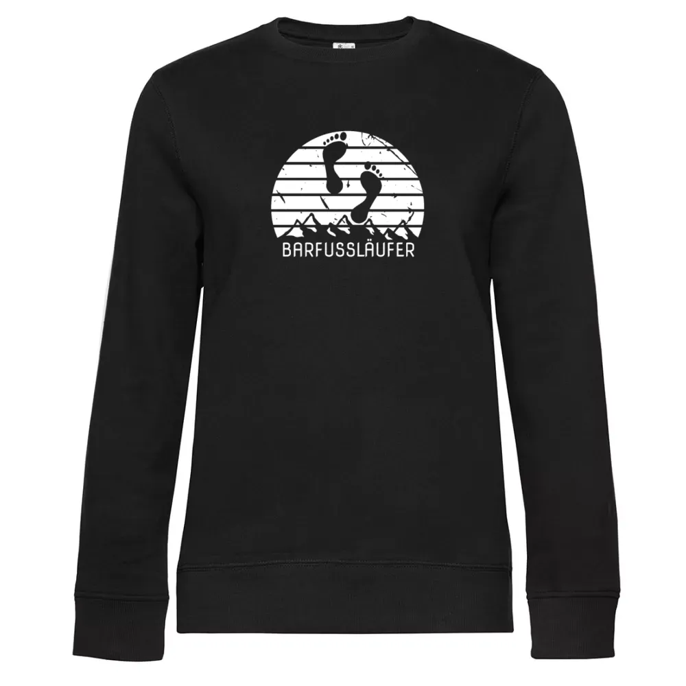 Frauen Sweat mit Aufdruck 'Barfussläufer Barfuss Retro Barfuß Berge Vintage'