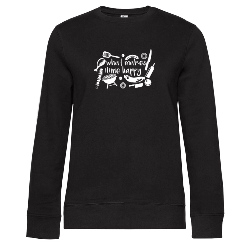 BBQ Makes Me Happy - Grillmeister Grillen Geschenk Sweat Frauen Queen Crew Neck