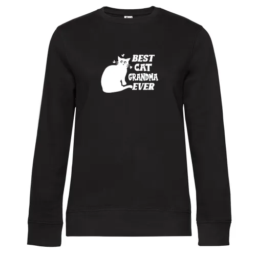 Best Cat Grandma Ever Oma liebt Katzen Sweat Frauen Queen Crew Neck