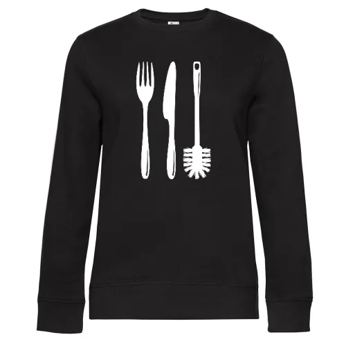 Besteck mit einer Klobürste Frauen Sweat