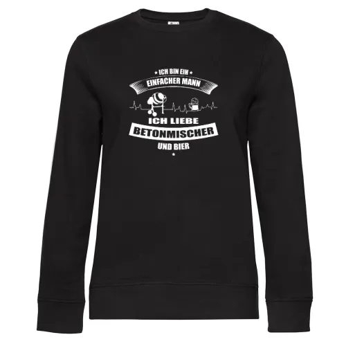Betonmischer und Bier Einfacher Mann Betoniert Sweat Frauen Queen Crew Neck