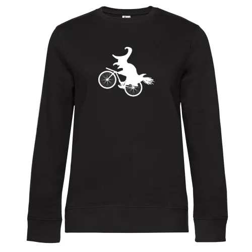 Biker Hexe Halloween Fahrrad mit Besen Radtour Sweat Frauen Queen Crew Neck