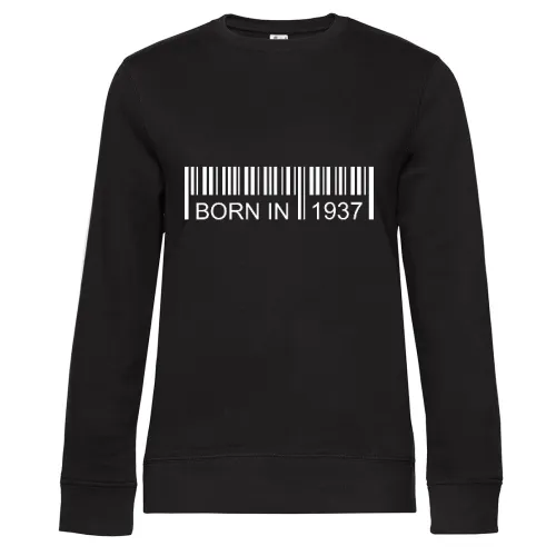 Born in 1937 Strichcode Sweat Frauen Queen Crew Neck