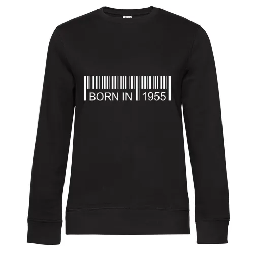 Born in 1955 Strichcode Sweat Frauen Queen Crew Neck