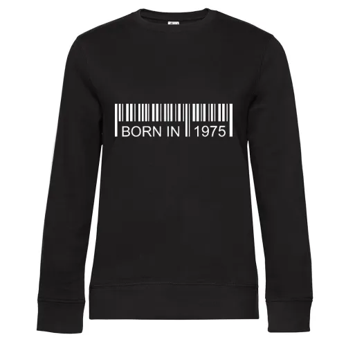 Born in 1975 Strichcode Sweat Frauen Queen Crew Neck