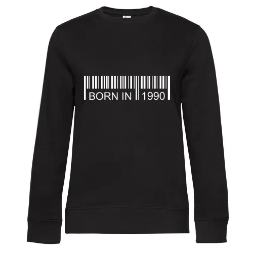 Born in 1990 Strichcode Sweat Frauen Queen Crew Neck