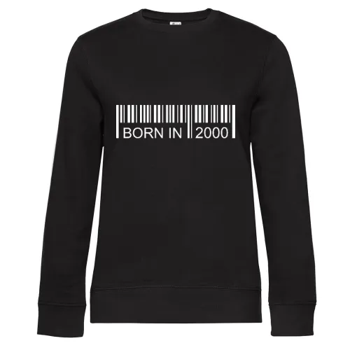 Born in 2000 Strichcode Sweat Frauen Queen Crew Neck