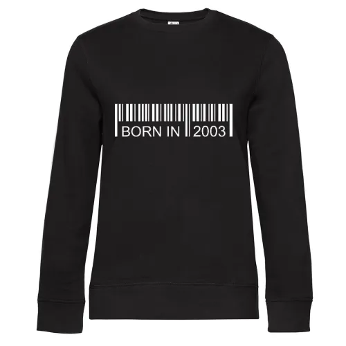 Born in 2003 Strichcode Sweat Frauen Queen Crew Neck